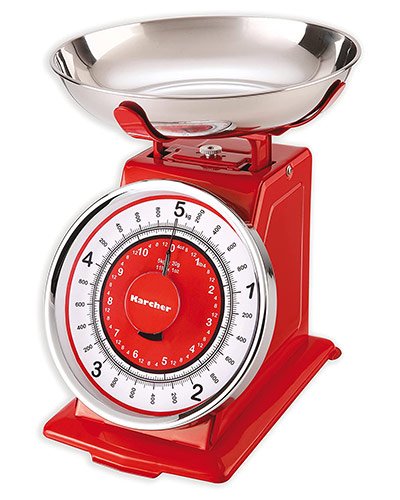 balance de cuisine mécanique à aiguilles vintage et rétro rouge